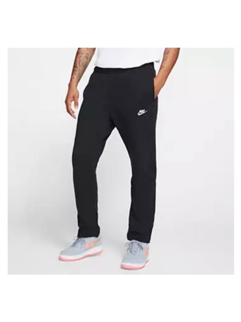 Nike S Black Men's Tapered Fleece Sweatpants with White Swoosh